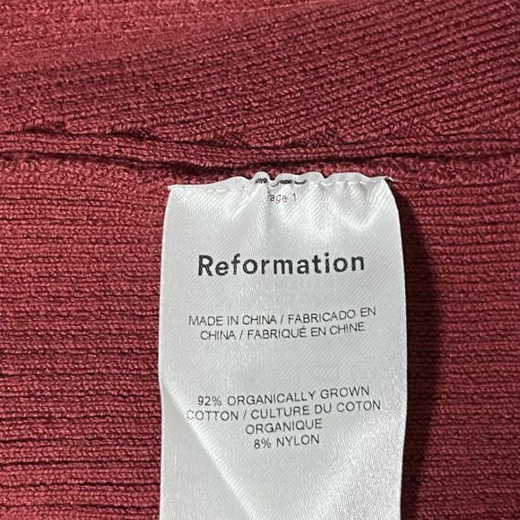 Reformation Ribbed Knit Ariele Off The Shoulder Midi Dress Size M Marlot Red - Picture 7 of 7